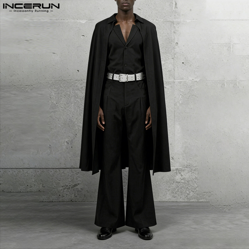 Mens Fashion Streetwear - INCERUN Herensets Effen Kleur Revers Lange