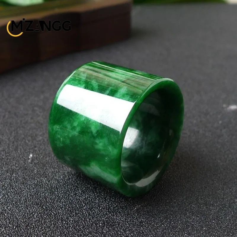 Men'S Fashion Rings - Natuurlijke Myanmar Jadeiet Ring Chinese Carving