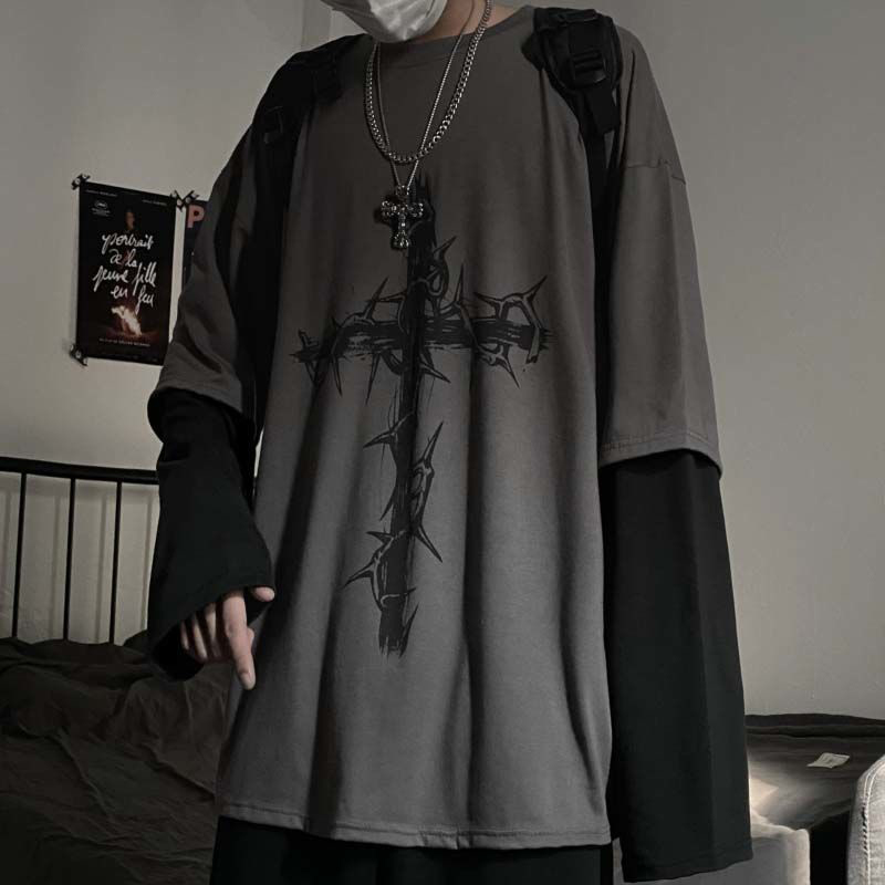 Men'S Fashion Aesthetics - Grunge Kleding Vrouwen Lange Mouw Emo