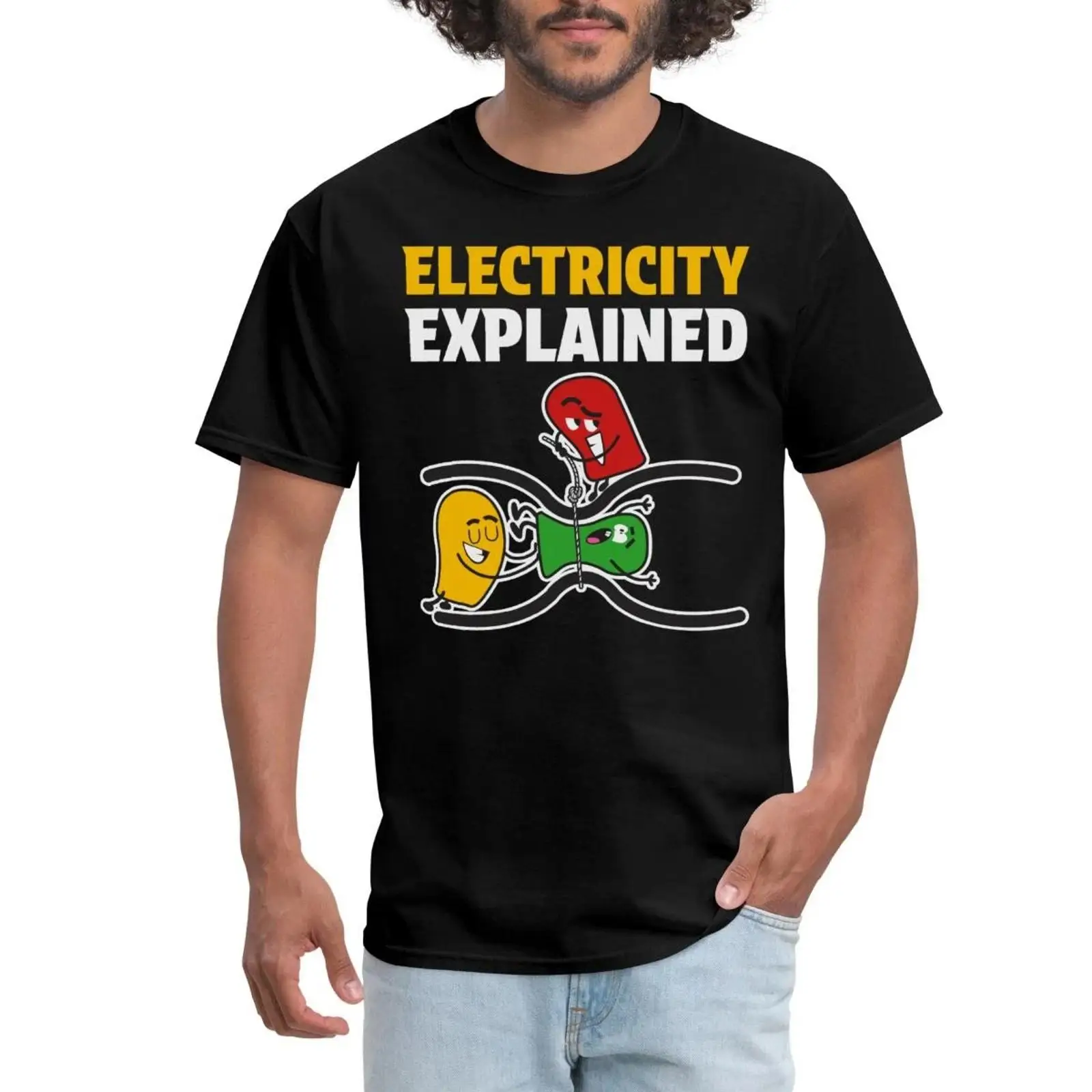Men'S Fashion Explained - Elektriciteit uitgelegd Humoristische elektricienillustratie Heren T-shirt
