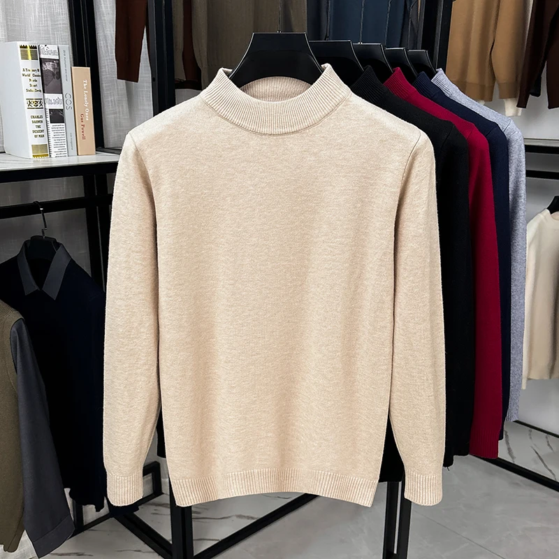 Mens Fashion Jumpers - Heren Regular-Fit Mock Neck Gebreide Pullover
