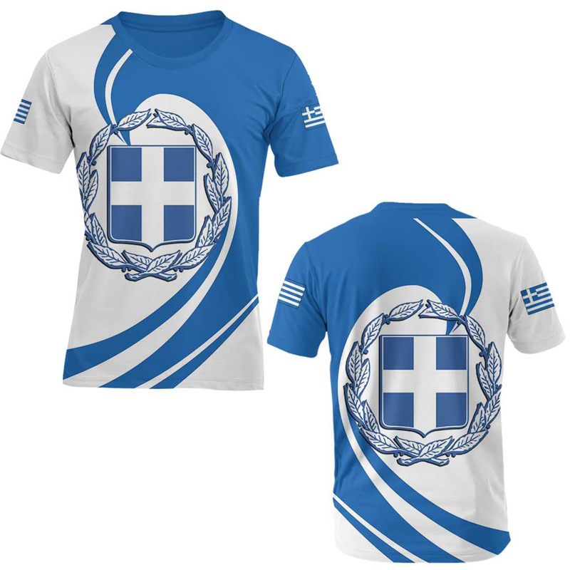 Men'S Fashion Greece - Griekenland Vlag Kaart 3d Bedrukte T-shirt
