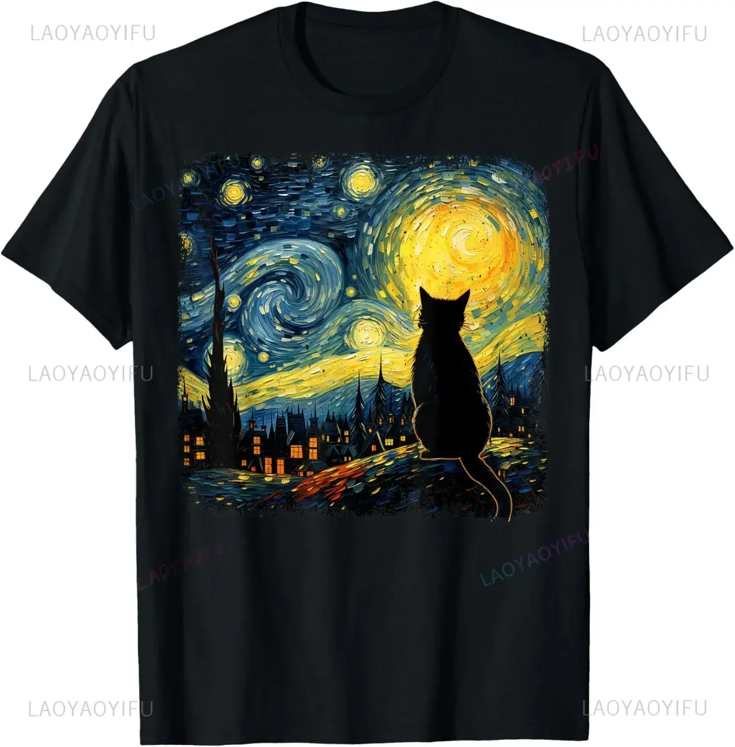 Men'S Fashion Aesthetics - Kat Sterrennacht Van Gogh Kat voor