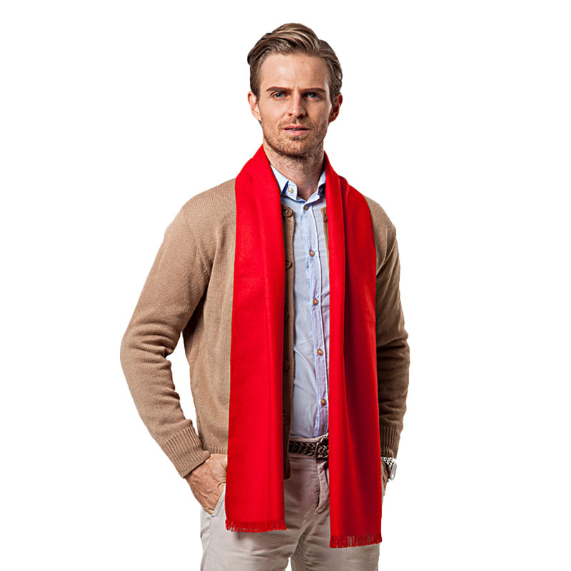 Men Scarf Wool - Mode Winter Effen Kleur Mannen Rode