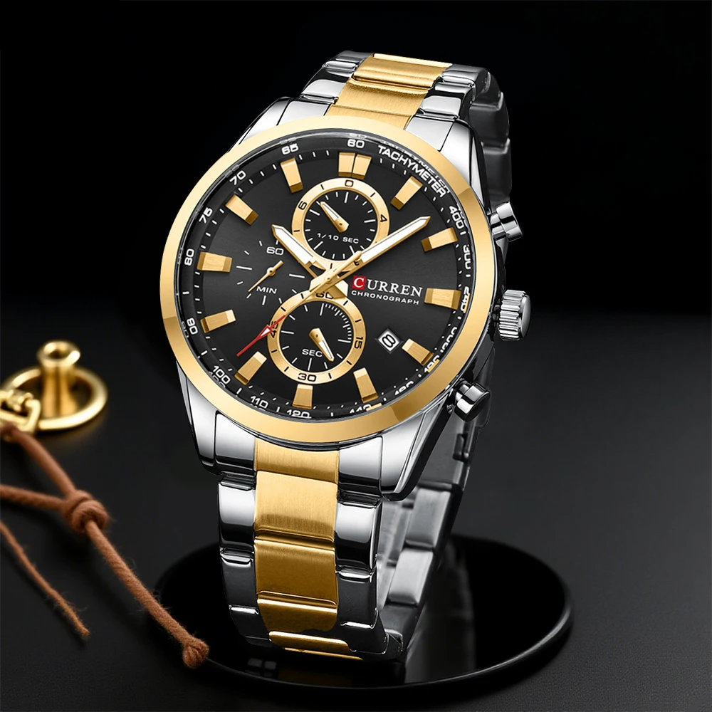 Fashion Mens Watches - CURREN Casual quartz chrono sporthorloges merken