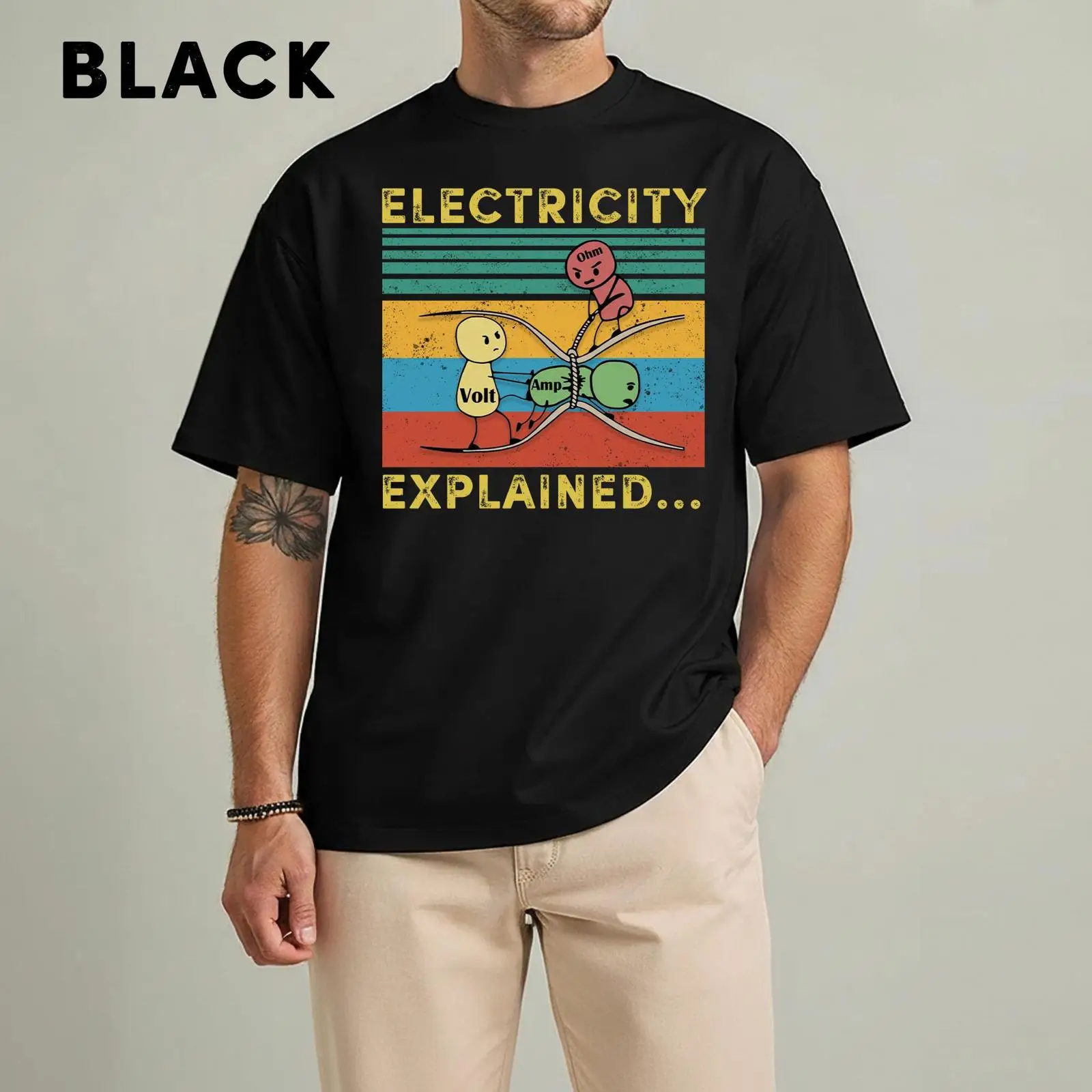 Men'S Fashion Explained - Elektriciteit uitgelegd T-shirt Retro Science Nerd