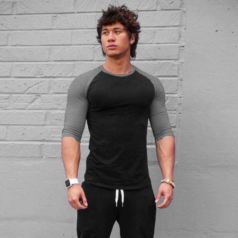 Muscle Tee Workout - Effen Fitness Driekwart Mouw Shirt Heren