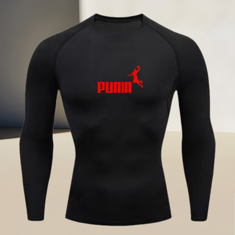 Muscle Tee Workout - Herensportshirt met lange mouwen, ronde hals,