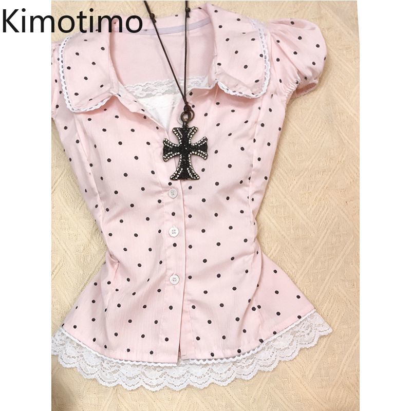 Men'S Fashion Aesthetics - Kimotimo Zoete Polka Dot Korte Mouw