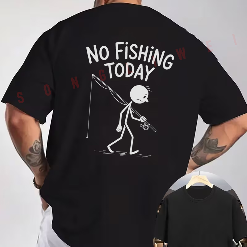 Men'S Fashion Today - Geen visvangst vandaag Stickman print motorfiets
