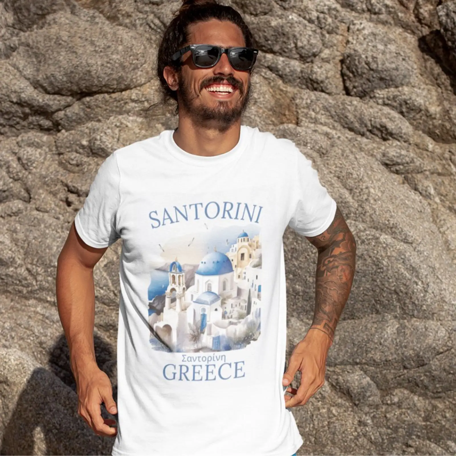 Men'S Fashion Greece - Santorini Griekenland Prachtig landschap T-shirt vintage