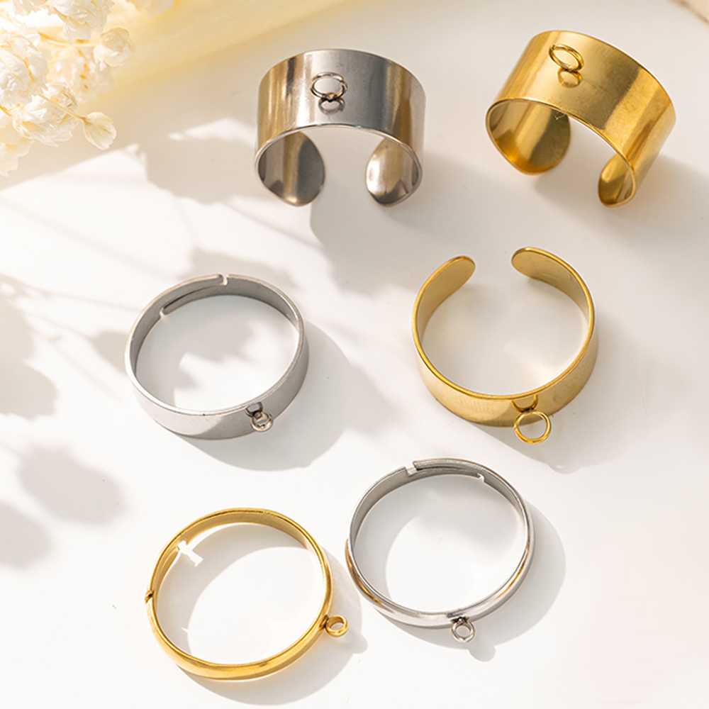 Men'S Fashion Rings - 5 stks/partij Rvs Goud Kleur Open