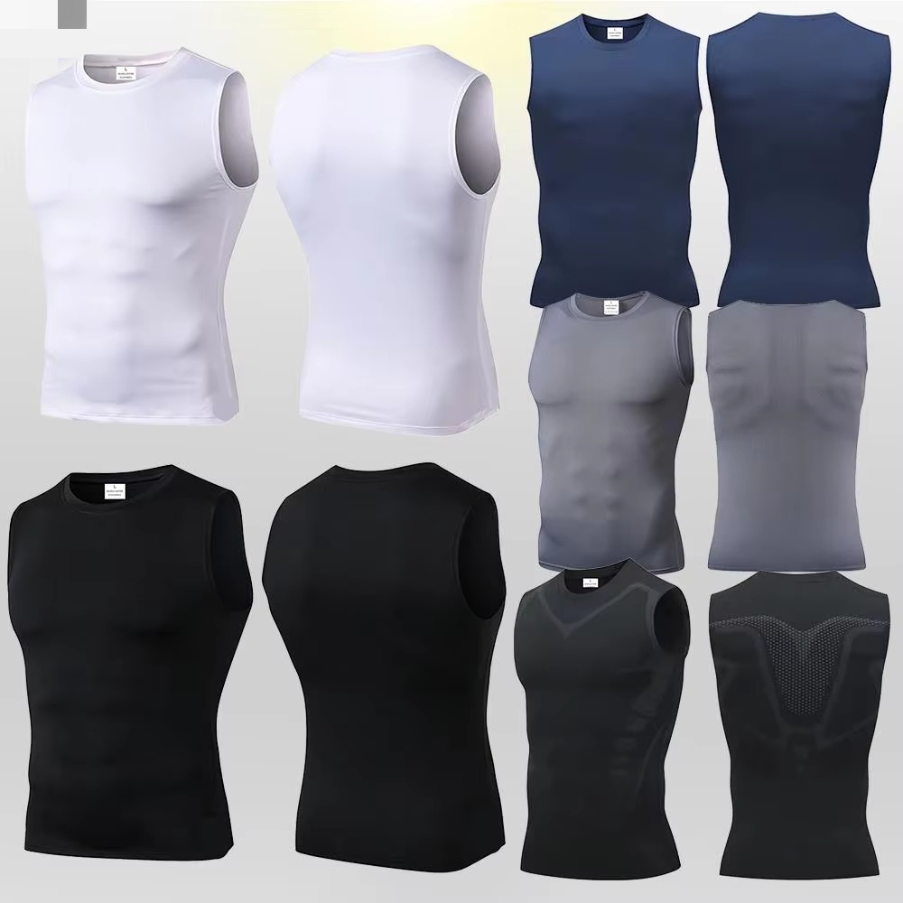 Muscle Tee Workout - Compressietanktop Heren Gymshirt Mouwloos Sneldrogend Bedrukken