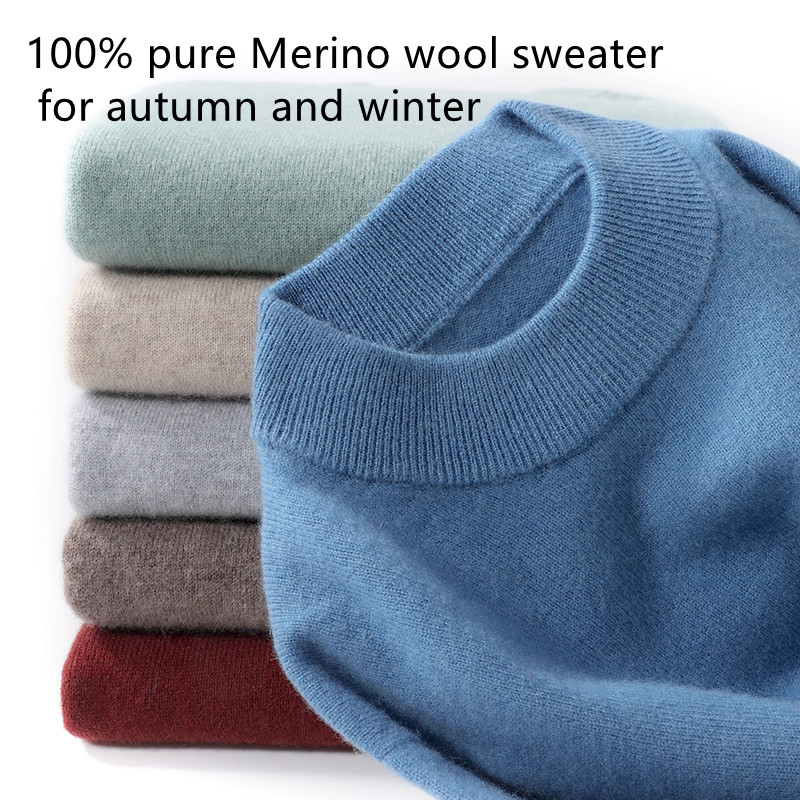 Mens Fashion Jumpers - 100% pure merinowol heren semi-hoge hals