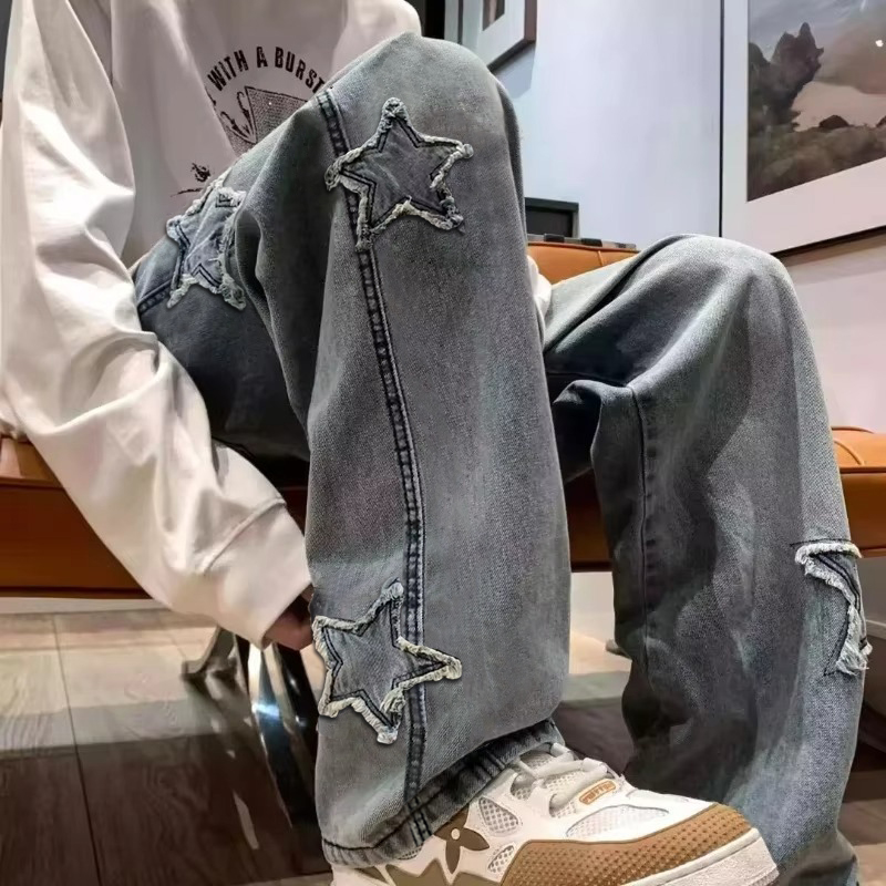 Nieuwe heren ster geborduurde  - Men'S Fashion With Baggy Jeans recensie en prijs