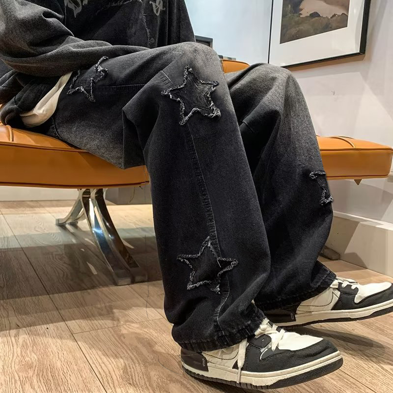 Nieuwe heren ster geborduurde  - Men'S Fashion With Baggy Jeans recensie en prijs