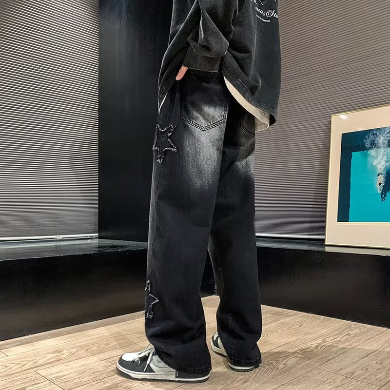 Nieuwe heren ster geborduurde  - Men'S Fashion With Baggy Jeans recensie en prijs