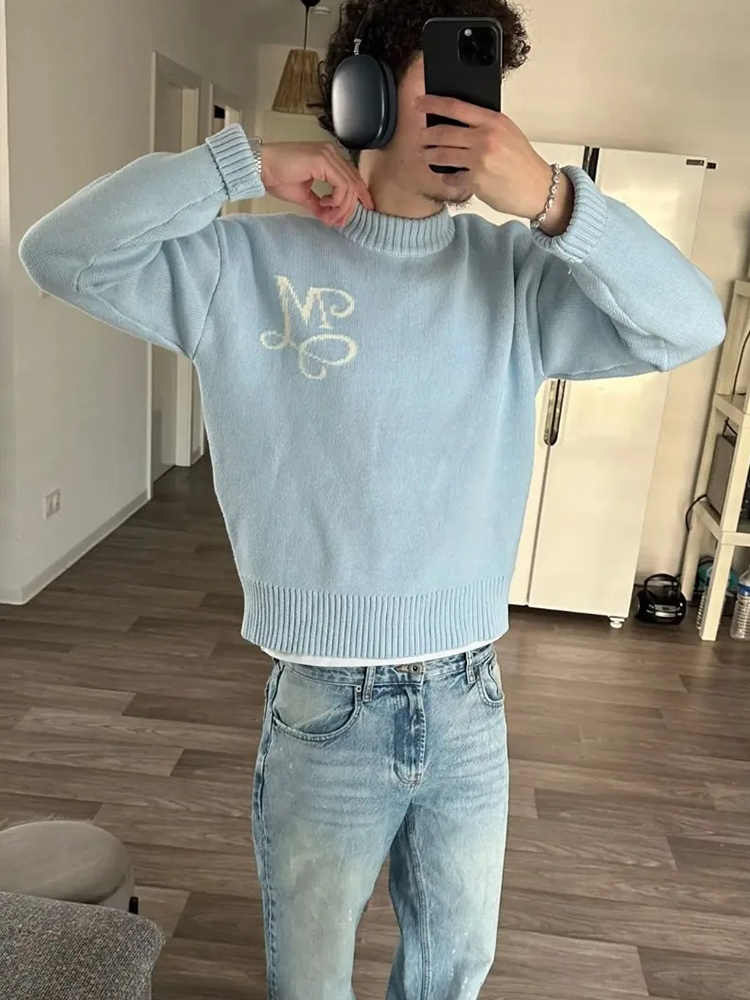 Y2K Harajuku gebreide hemelsbl - Mens Fashion Jumpers recensie en prijs