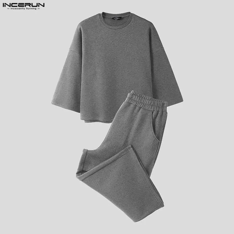 INCERUN Mannen Sets Effen Kleu - Mens Fashion Streetwear recensie en prijs