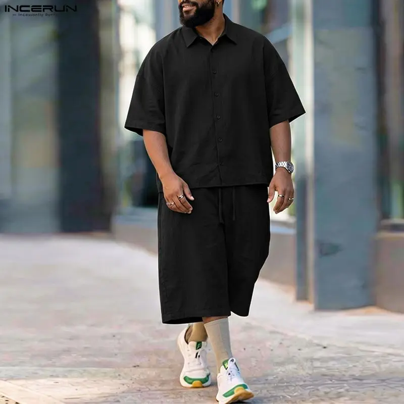 INCERUN Heren Sets Effen Kraag - Mens Fashion Streetwear recensie en prijs
