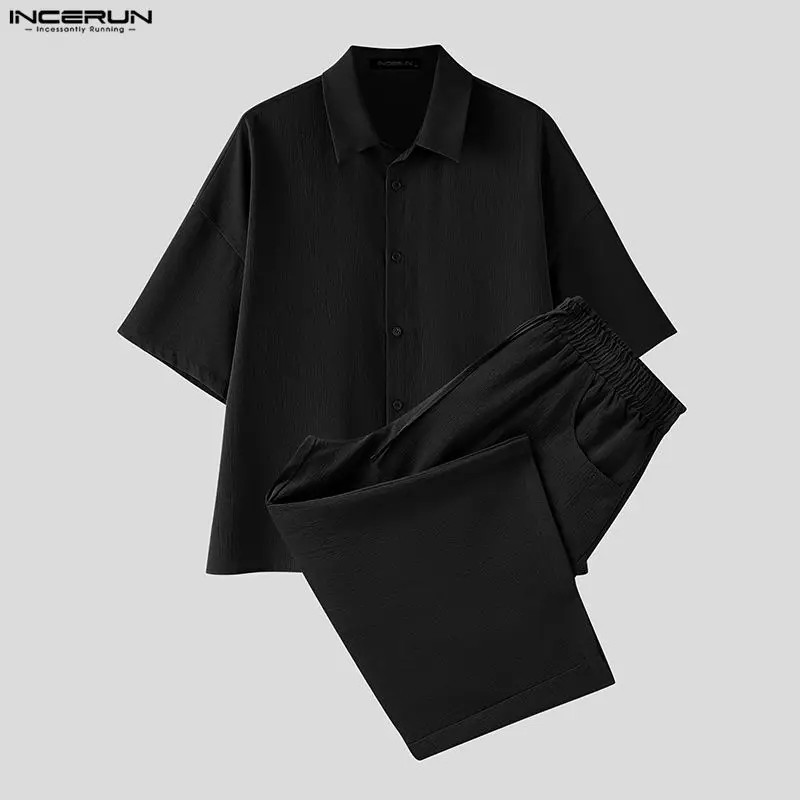 INCERUN Heren Sets Effen Kraag - Mens Fashion Streetwear recensie en prijs