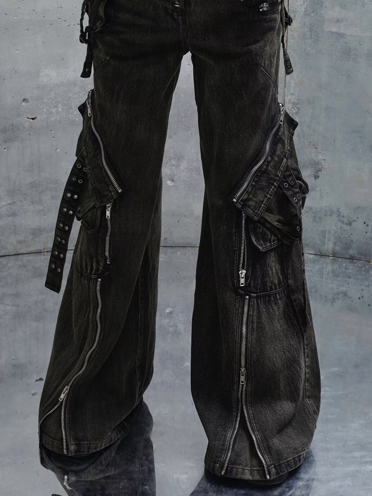 Y2K Zwarte Gothic Punk Multi-P - Men'S Fashion With Baggy Jeans recensie en prijs