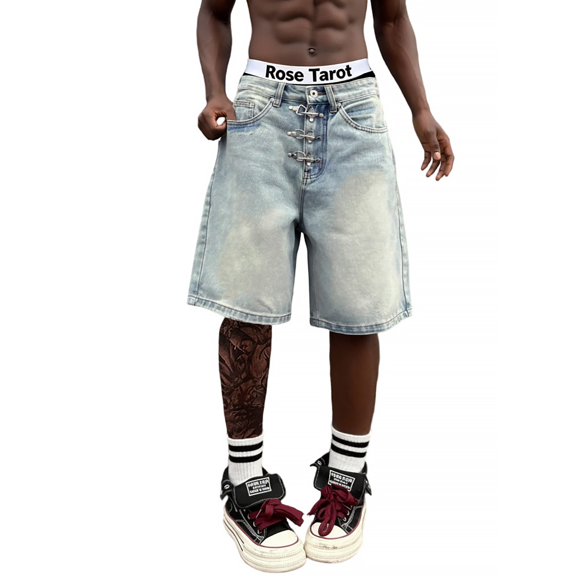 Metalen gesp korte baggy jeans - Men'S Fashion With Baggy Jeans recensie en prijs
