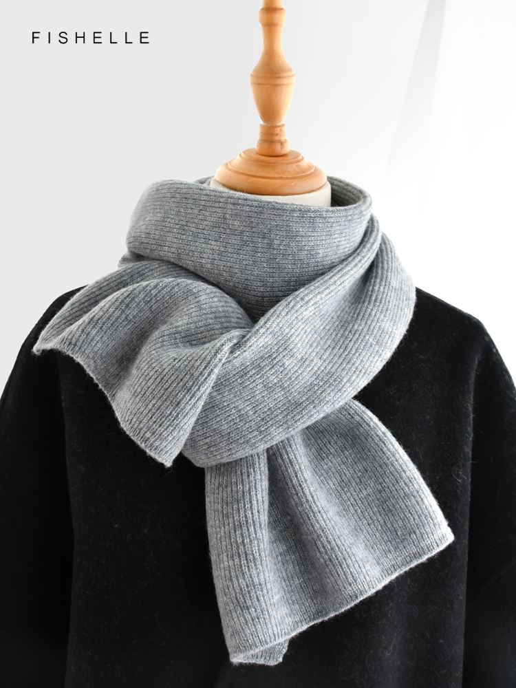 Grijze effen kleur kasjmier sj - Men Scarf Wool recensie en prijs