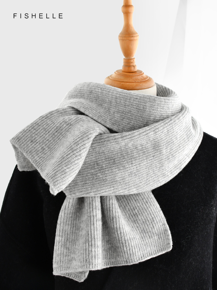 Grijze effen kleur kasjmier sj - Men Scarf Wool recensie en prijs